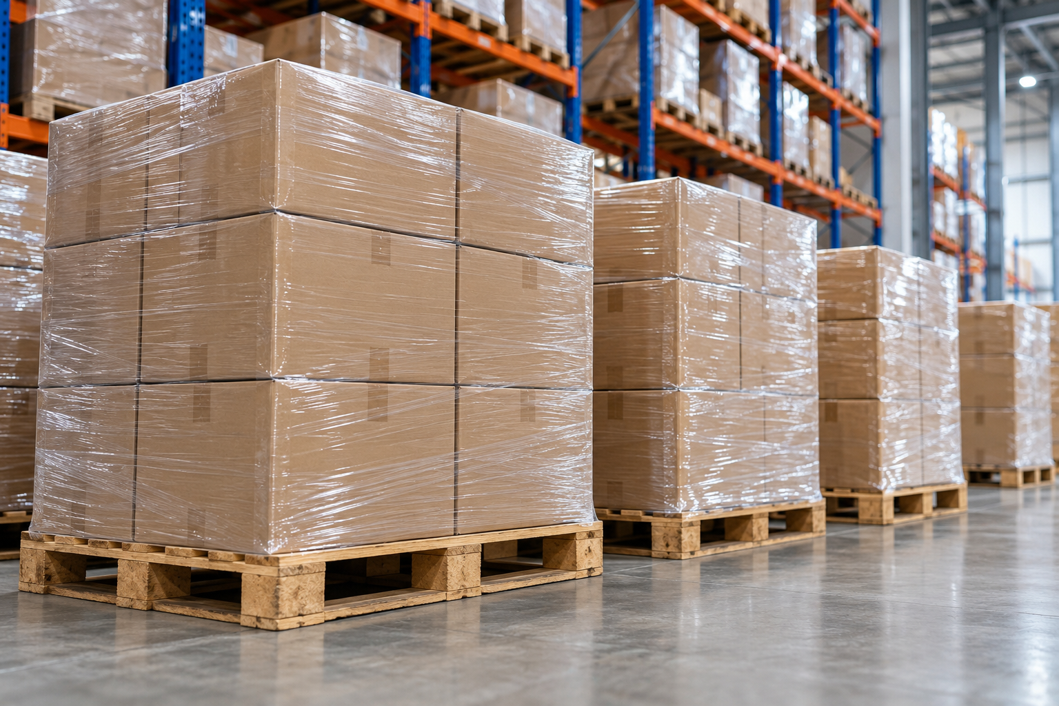 Mercancía en pallets preparada para entrega